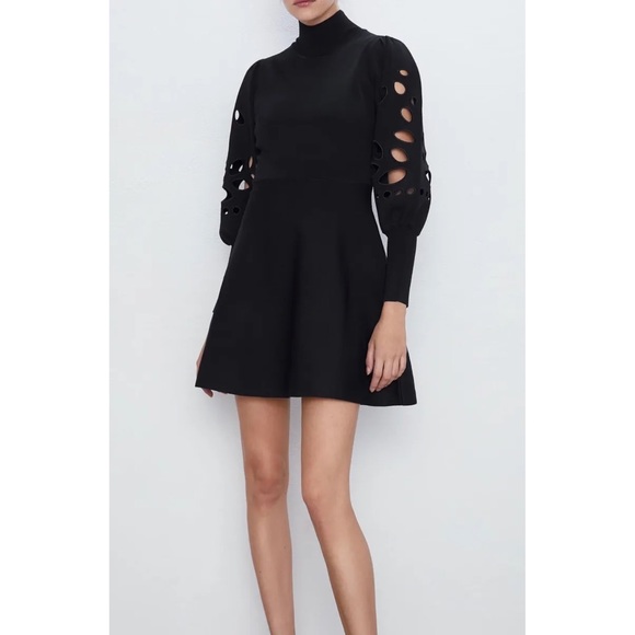 Zara Dresses & Skirts - Zara Knit Cut Out Sleeves Dress Black Size Small